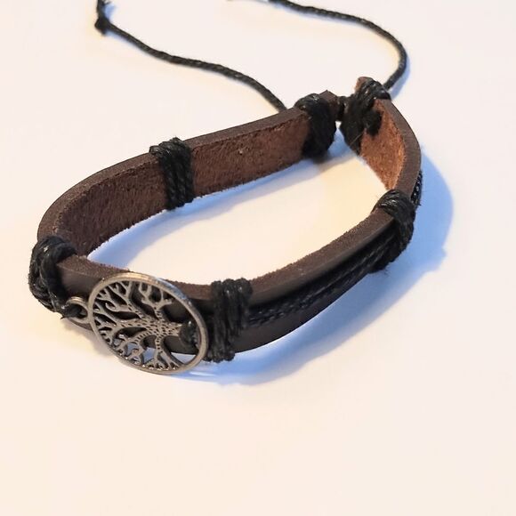 Men's leather bracelet tree of life new d6 - Picture 1 of 1